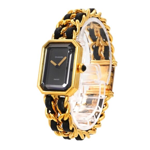 CHANEL Premiere Size M H0001 Vintage Quartz Black Dial Ladies Watch 90290190 - Picture 1 of 6